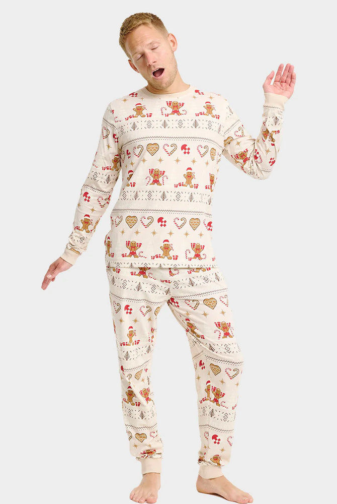 Christmas Pyjama for Women and Men Gingercookies Beige