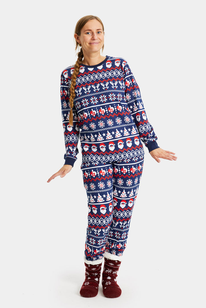 Christmas Pyjama for Women with Santa, Reindeers and Hearts