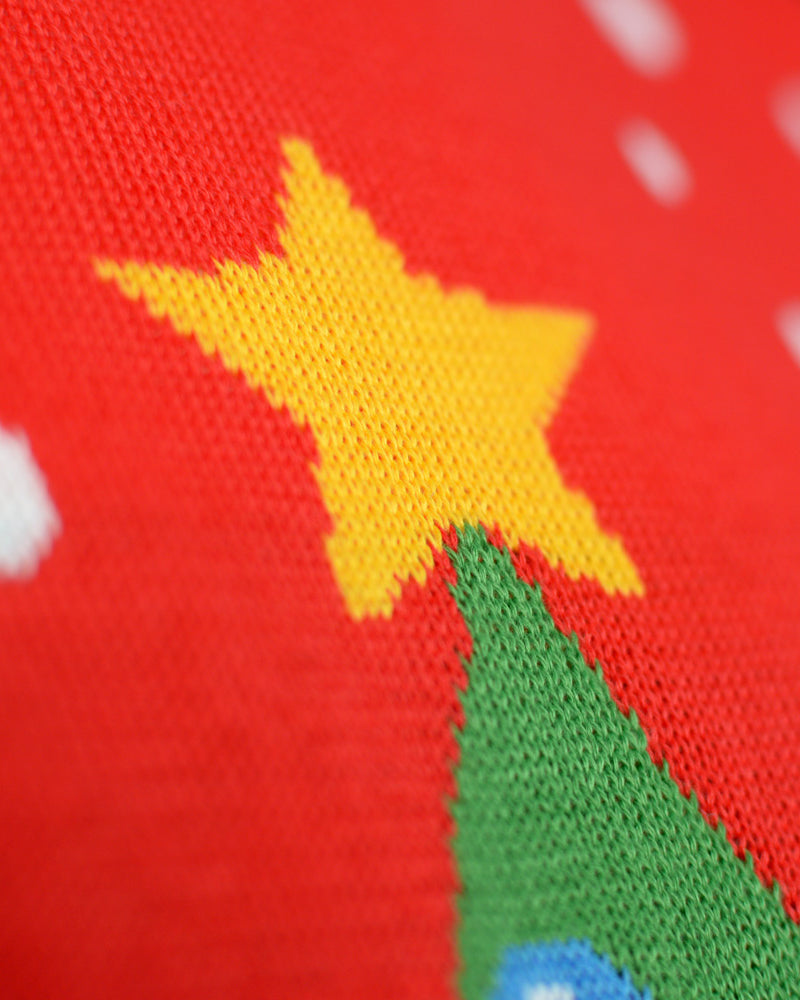 Christmas Tree Couple's Red Christmas Jumper Detail