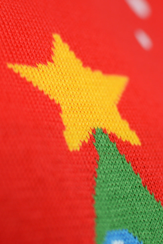 Christmas Tree Couple's Red Christmas Jumper Detail