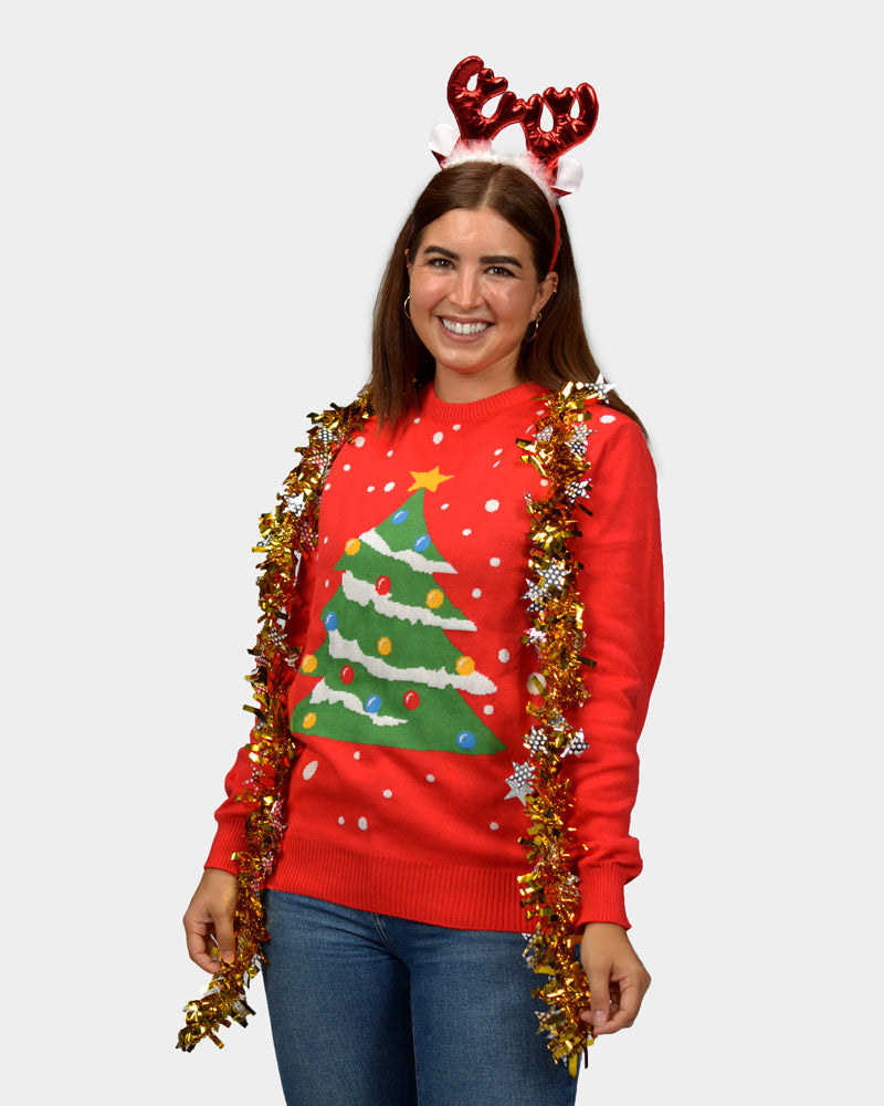 Christmas Tree Womens Couple's Red Christmas Jumper
