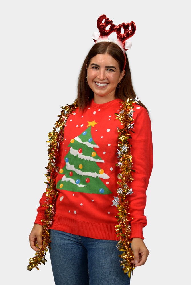 Christmas Tree Womens Couple's Red Christmas Jumper