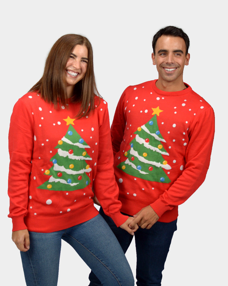 Christmas Tree Men's Red Christmas Jumper Womens