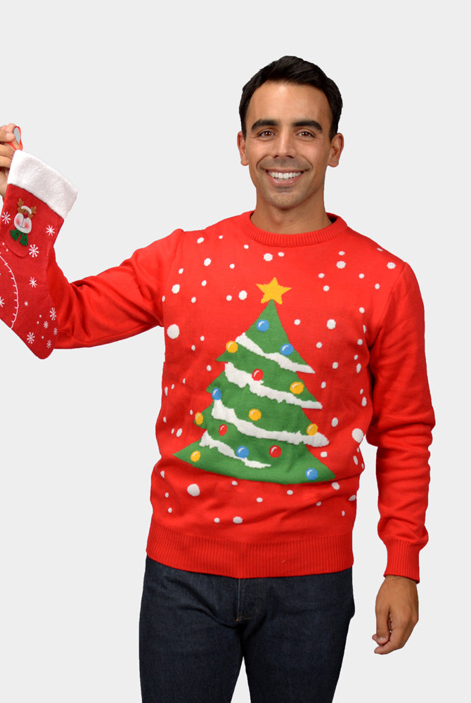 Christmas Tree Men's Red Christmas Jumper