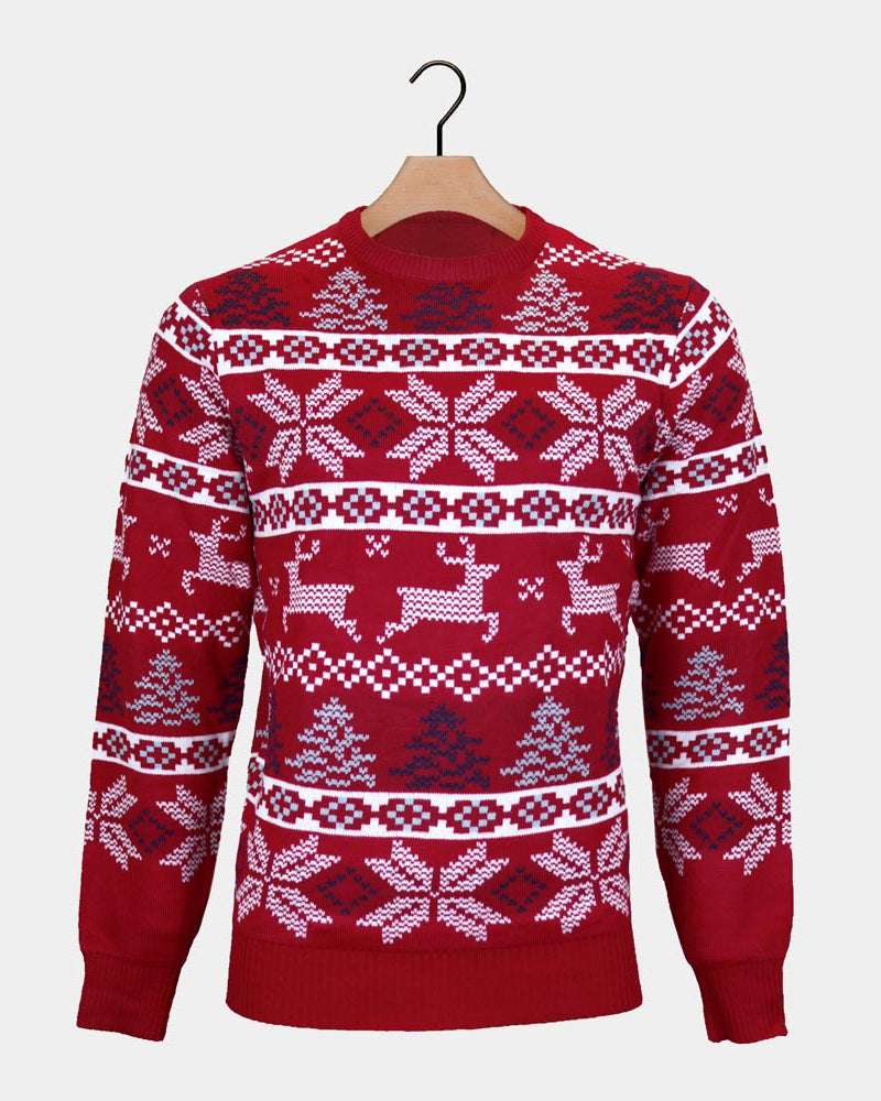Classic Red Couple's Christmas Jumper Polar Stars