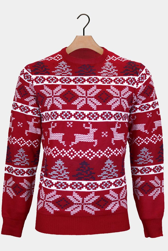 Classic Red Couple's Christmas Jumper Polar Stars