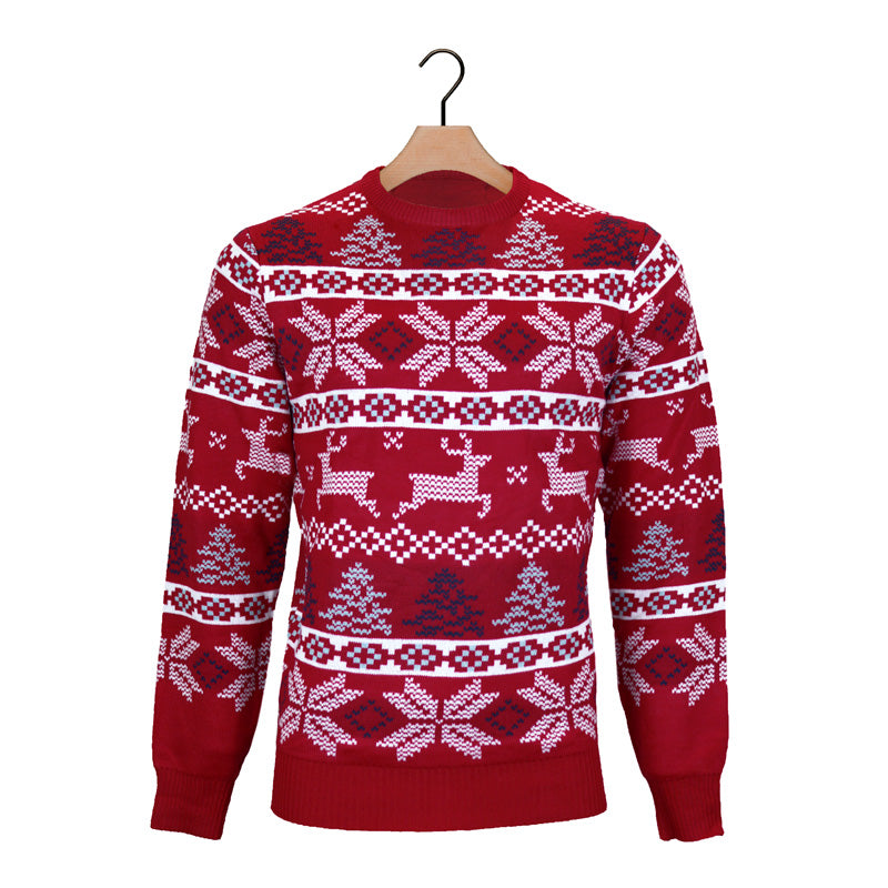 Classic Red Christmas Jumper with Polar Stars