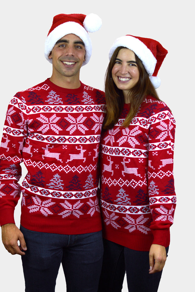 Classic Red Men's Christmas Jumper with Polar Stars womens