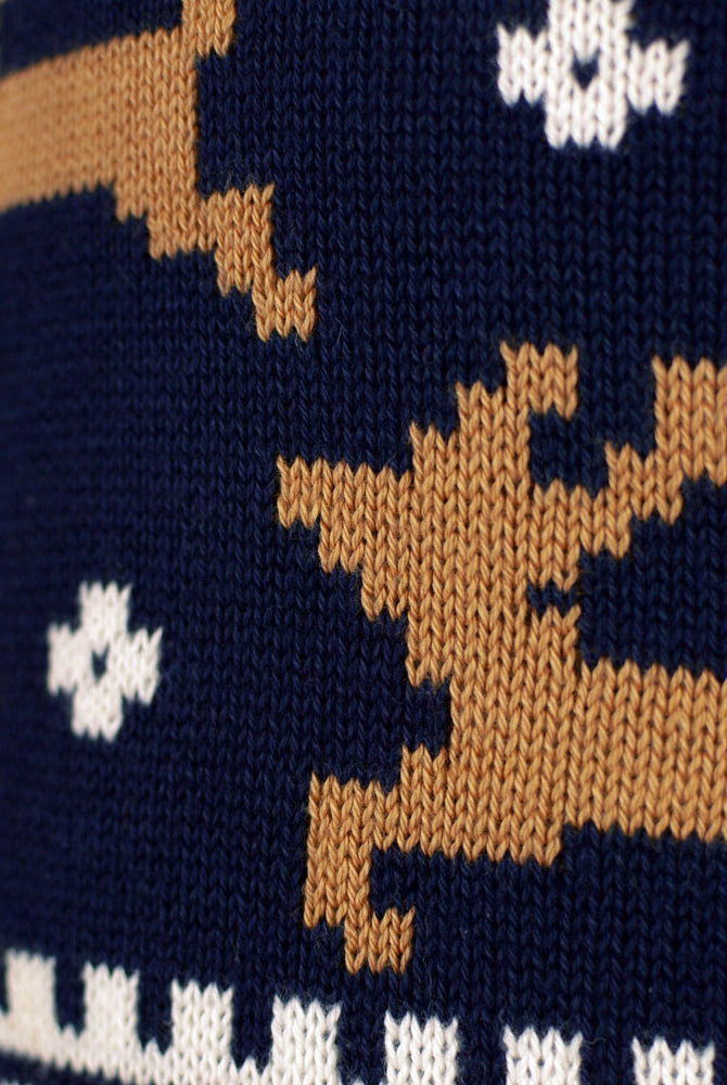 Classy Blue Organic Cotton Couple's Christmas Jumper with Reindeers detail