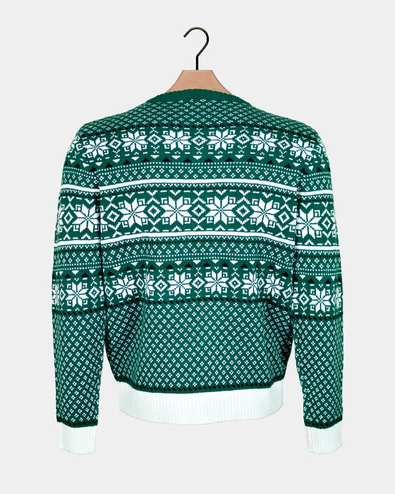 Christmas Jumper Classy Green and White Men's