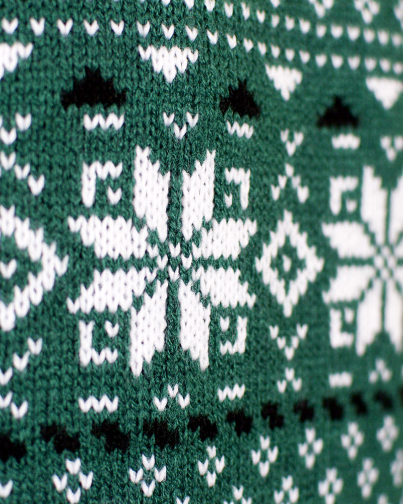 Classy Green and White Couple's Christmas Jumper detail