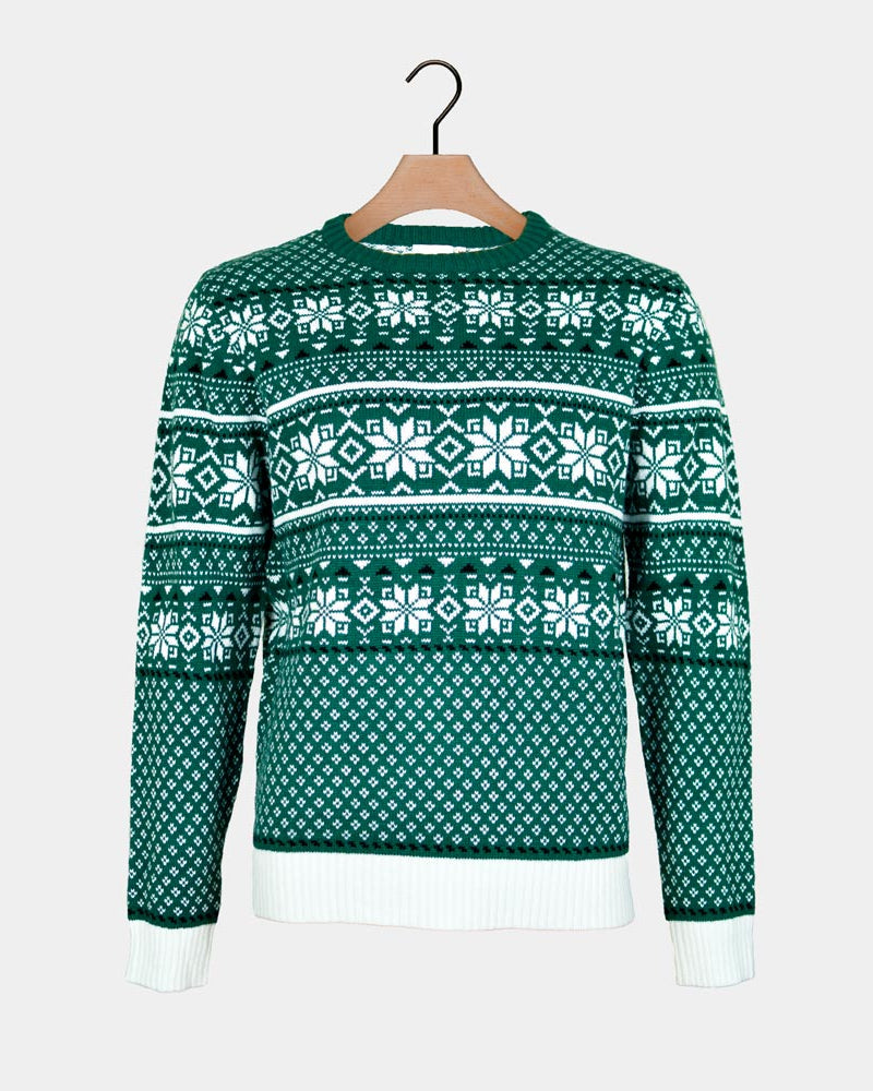 Classy Green and White Couple's Christmas Jumper
