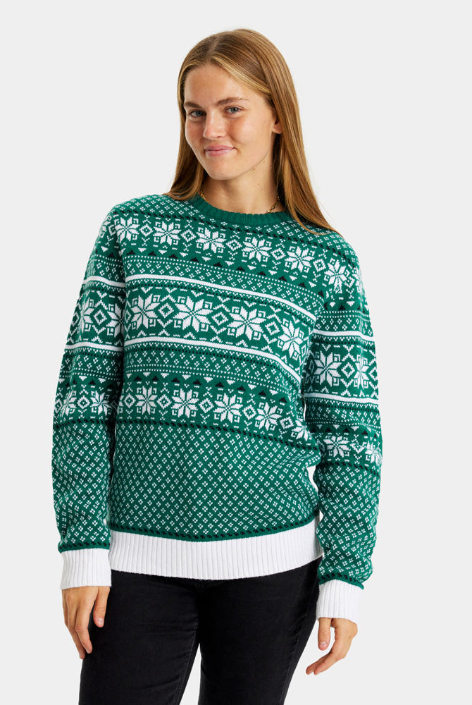 Classy Green Womens White Mens Christmas Jumper