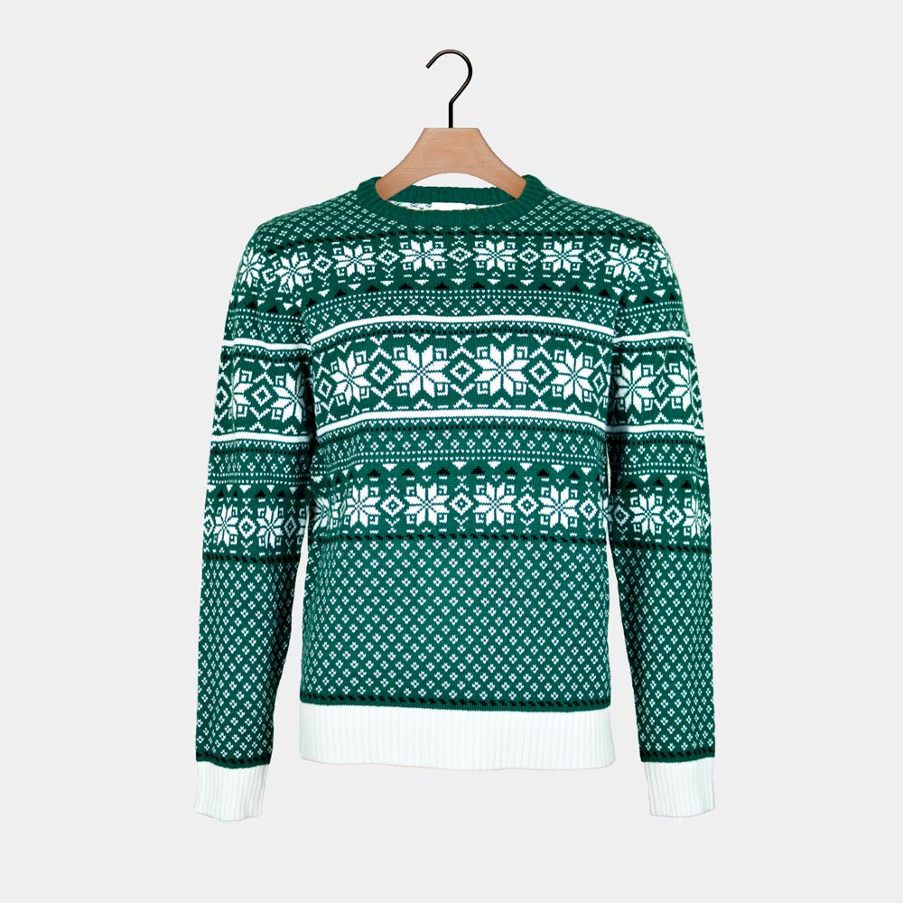 Classy Green and White Men's Christmas Jumper