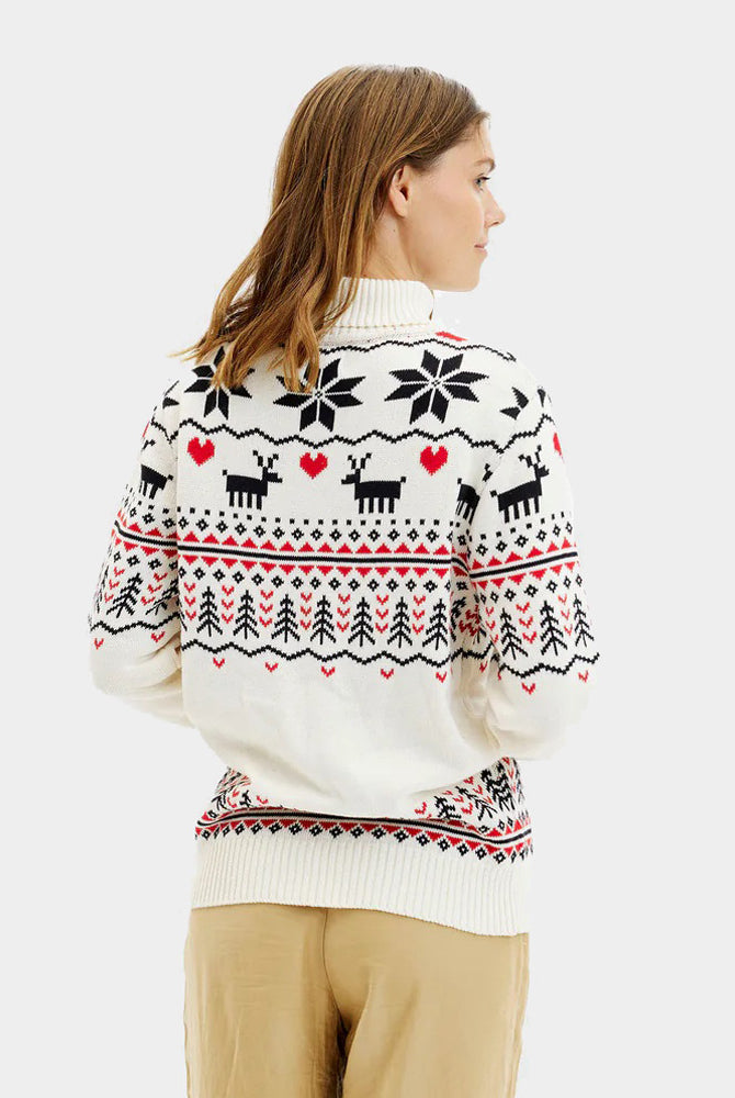Classy Turtleneck Beige Organic Cotton Couple's Christmas Jumper Womens