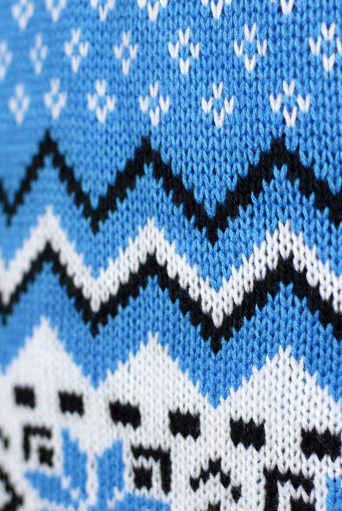 detail Classy White, Grey and Blue Couple's Christmas Jumper with Reindeers