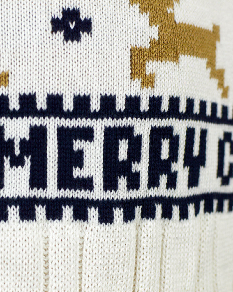 Classy White Organic Cotton Couple's Christmas Jumper with Reindeers detail