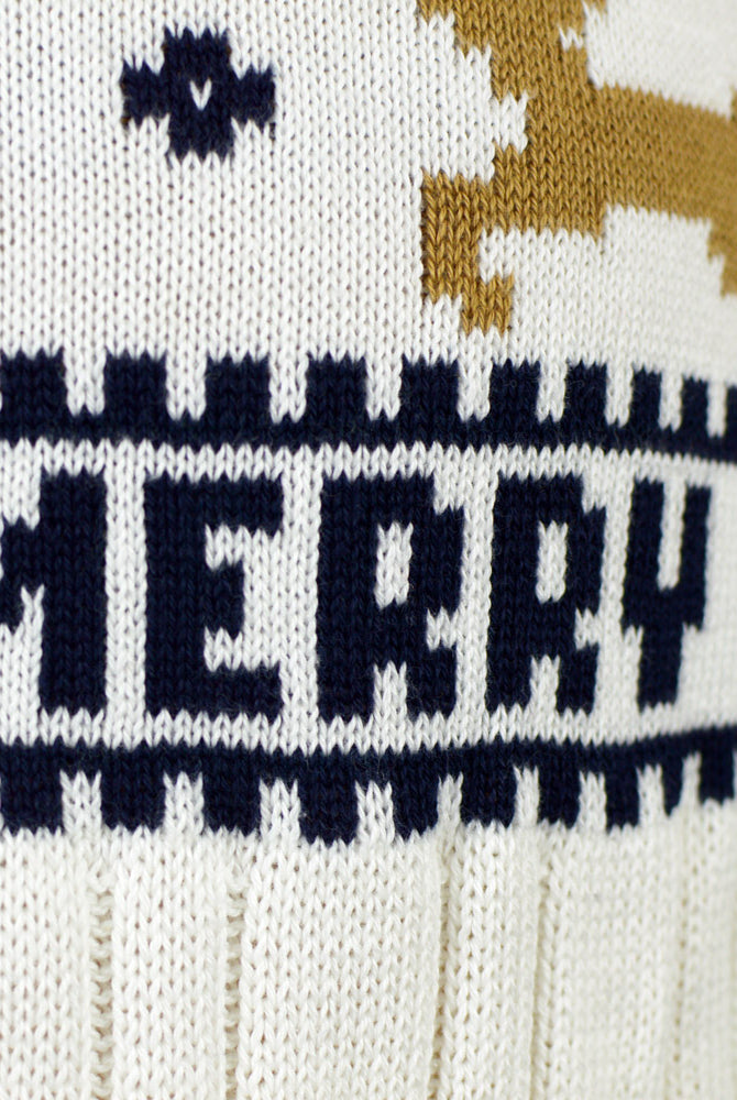Classy White Organic Cotton Couple's Christmas Jumper with Reindeers detail