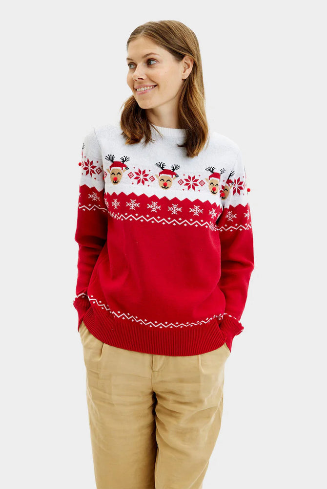 Couple Christmas Jumper Adorable Reindeer Women