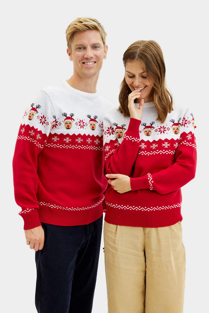 Couple Christmas Jumper Adorable Reindeer