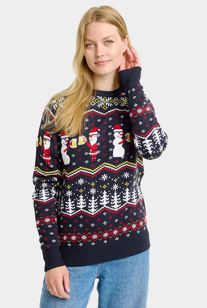 Couples Christmas Jumper Cheers Santa women