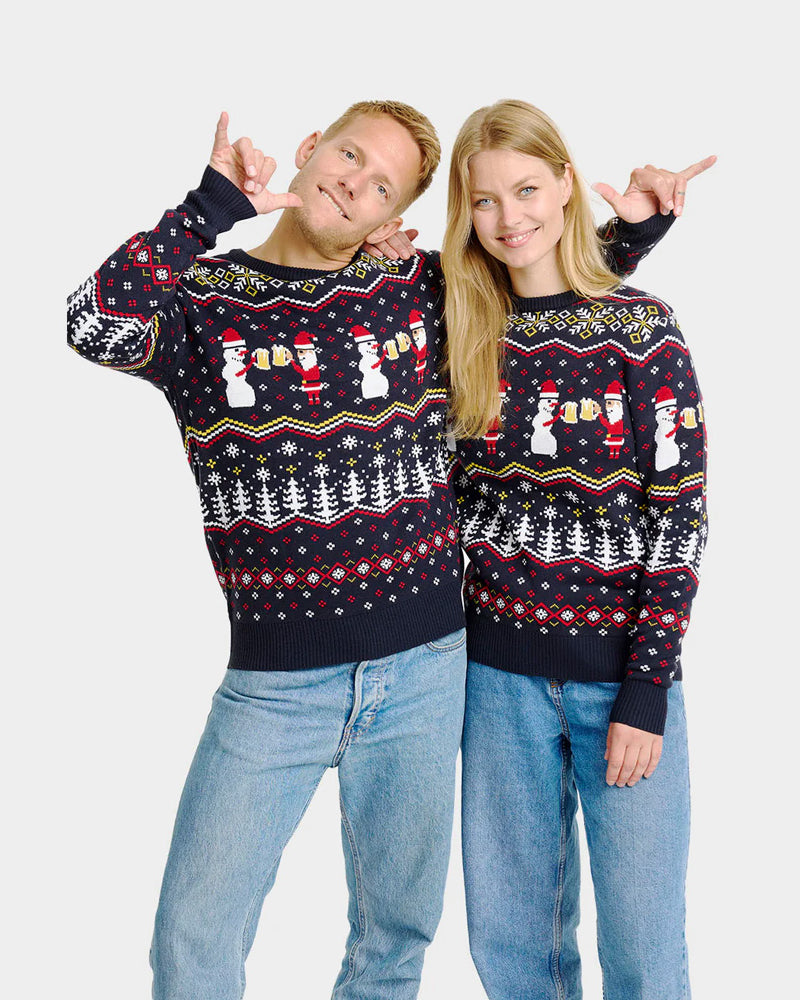 Couples Christmas Jumper Cheers Santa