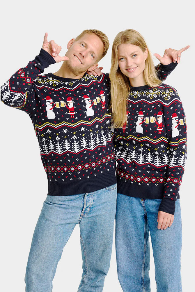 Couples Christmas Jumper Cheers Santa