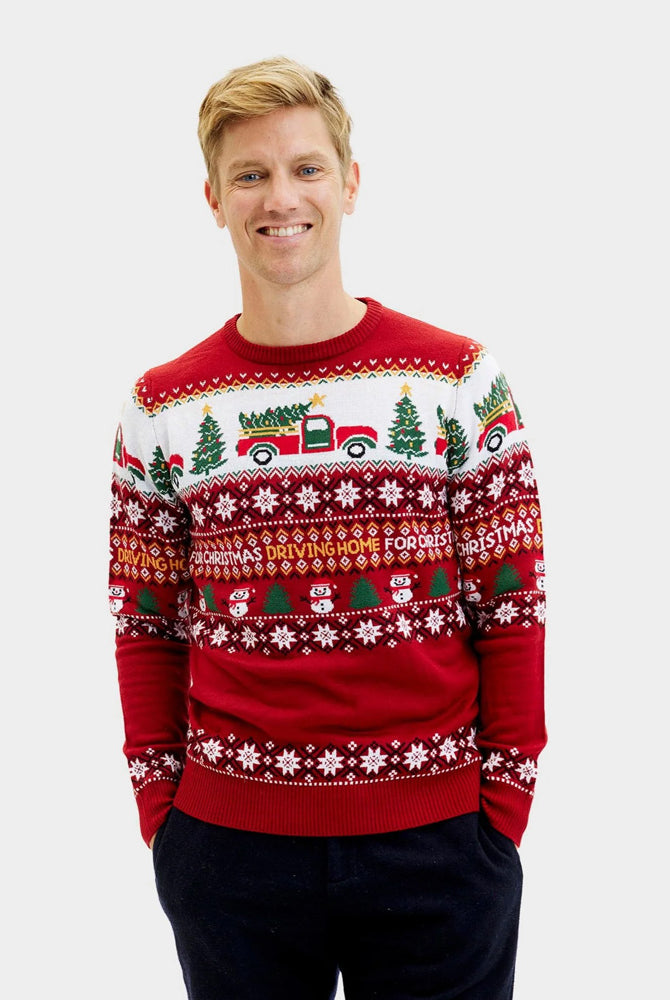 Couples Christmas Jumper Driving Home Homem
