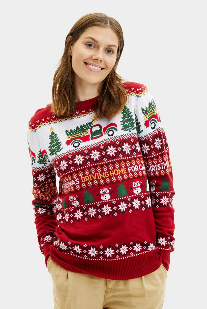 Couples Christmas Jumper Driving Home Women