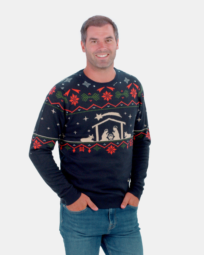 Couples Christmas Jumper Nativity Mens