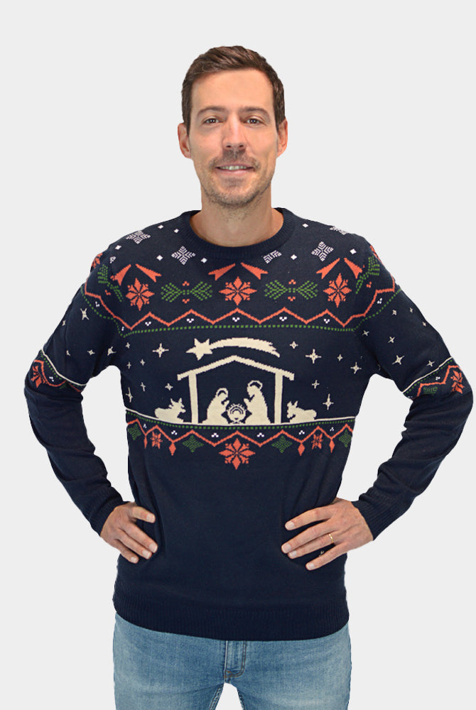 Couples Christmas Jumper Nativity Mens