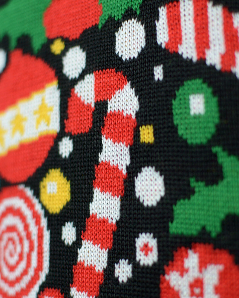 Detail Couple's Black Christmas Jumper Merry Christmas