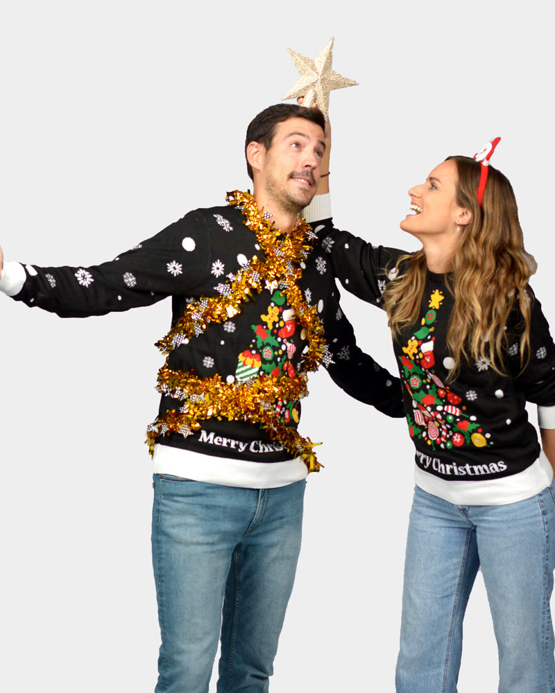 Couples Black Christmas Jumper Merry Christmas