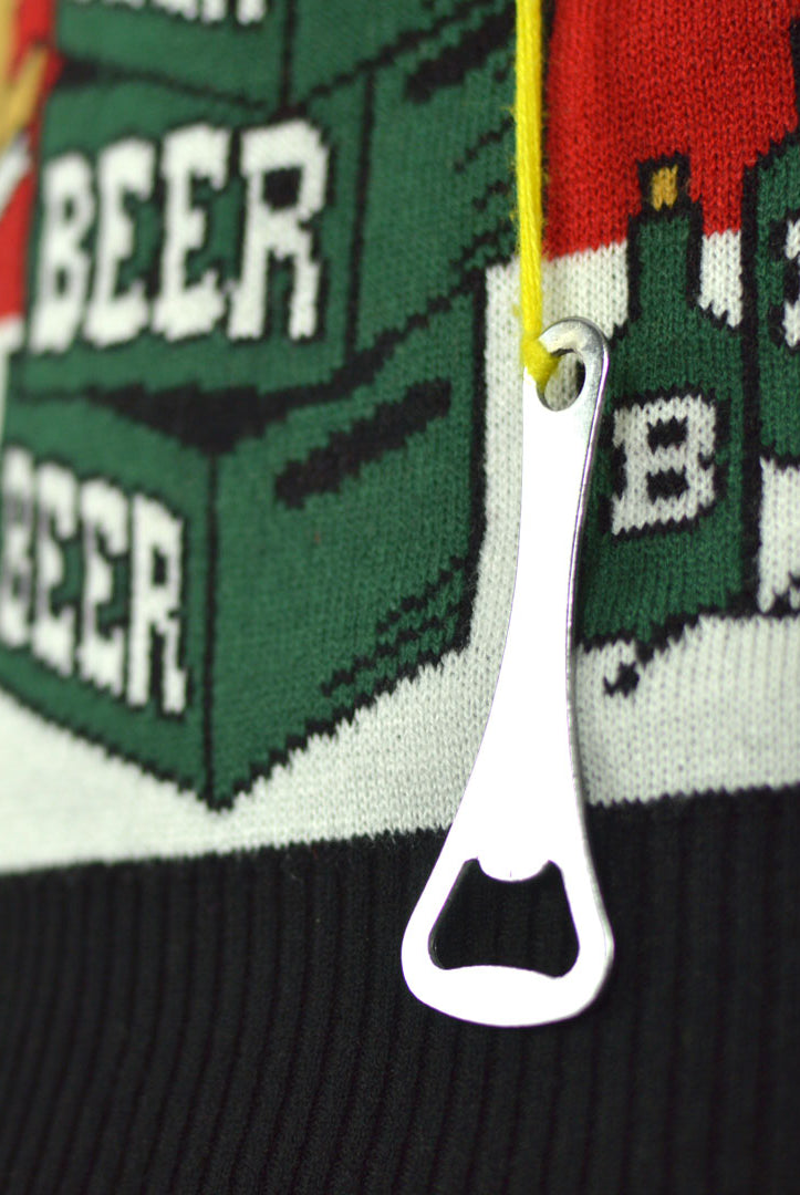 Couple's Christmas Jumper with Reindeer detail Beer Opener