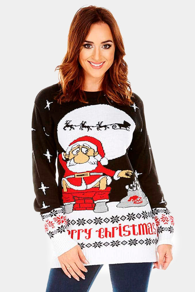 Couple's Christmas Jumper with Santa Downloading womens