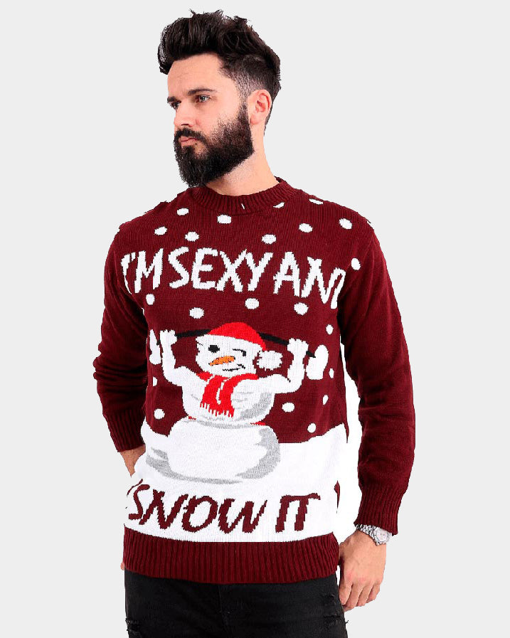 mens Couple's Christmas Jumper with Sexy Snowman