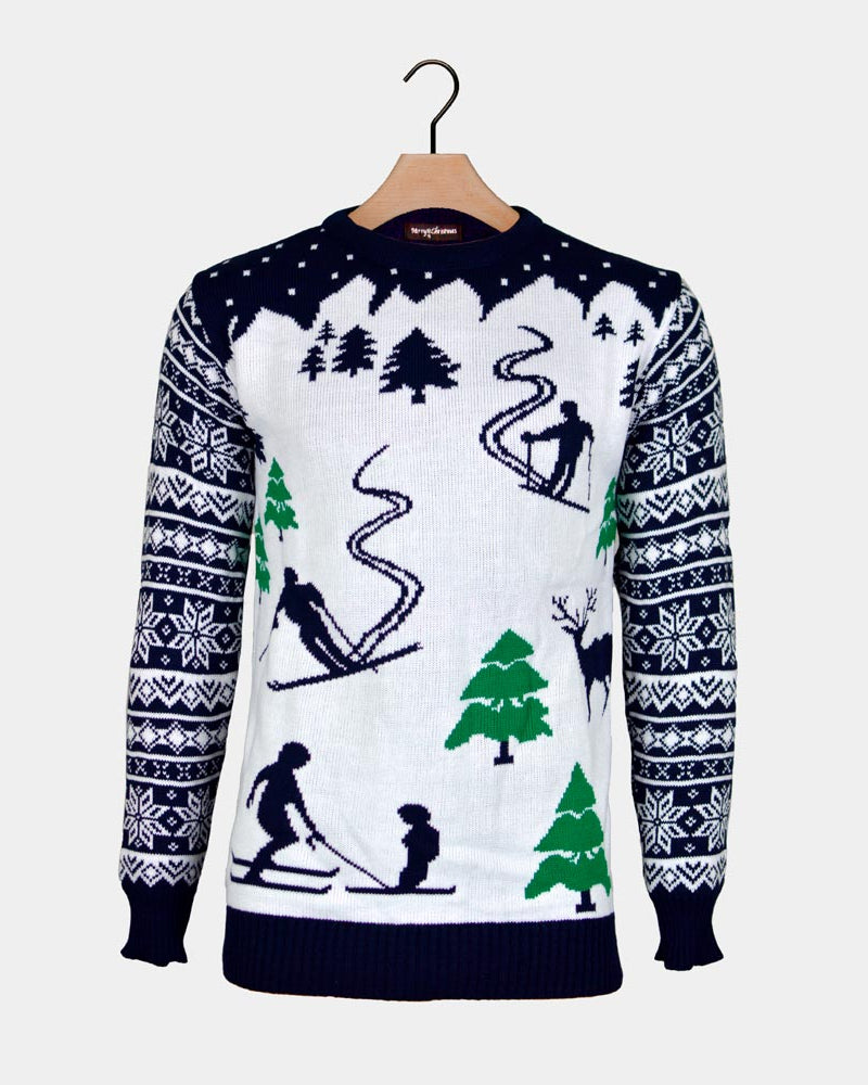 Couple's Christmas Jumper with Skiers