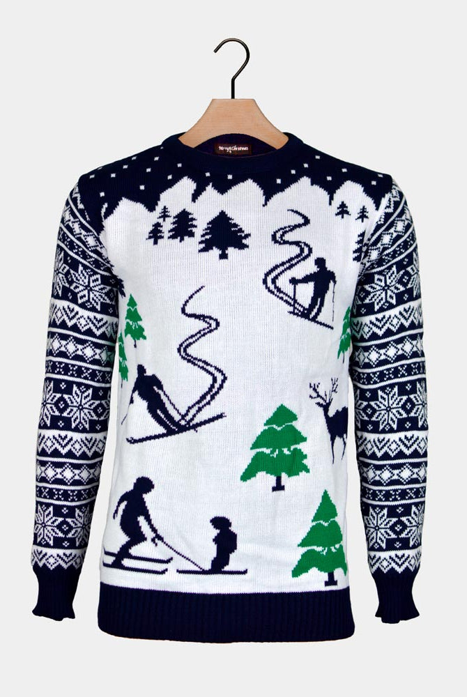 Couple's Christmas Jumper with Skiers