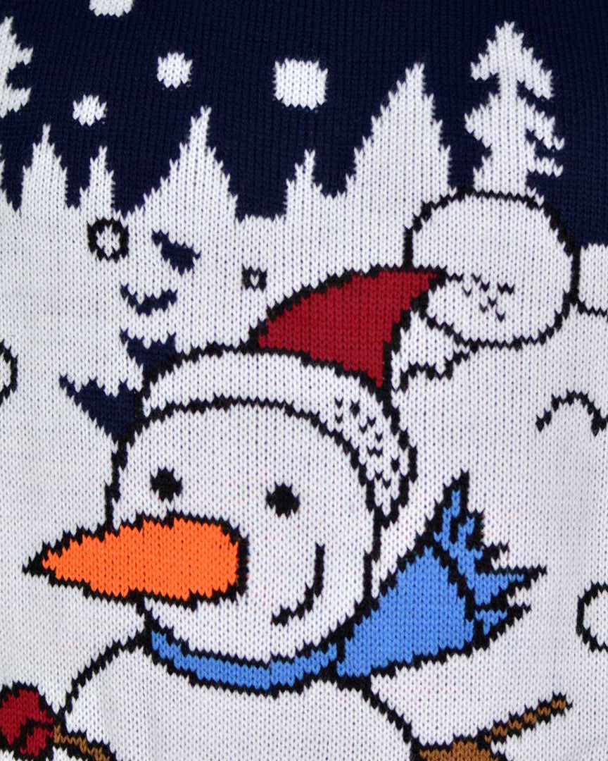 detail Couple's Christmas Jumper with Snowman on Sledge
