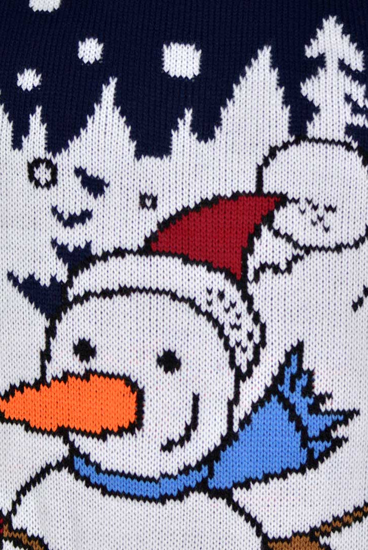 detail Couple's Christmas Jumper with Snowman on Sledge