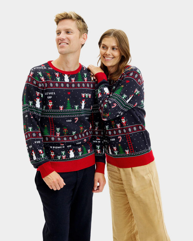 Couples Christmas Jumper Vintage Gaming