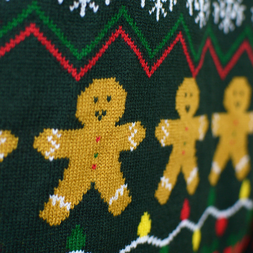 Couples Green Christmas Jumper Happy Holidays Gingerbread