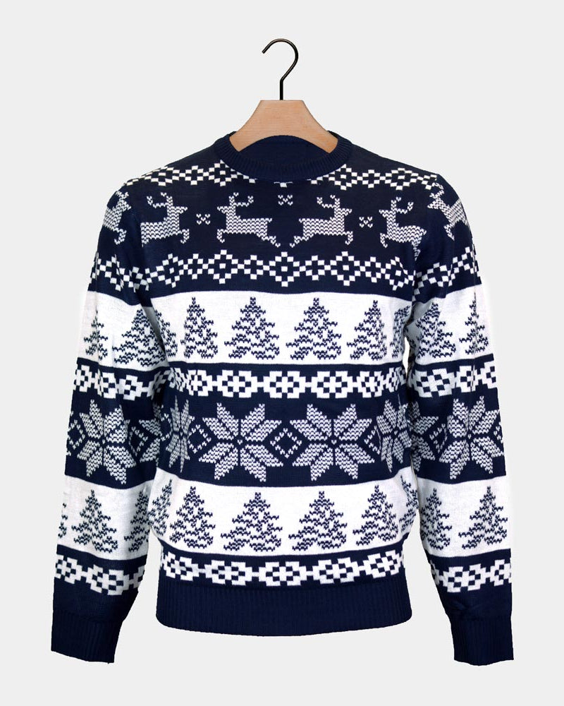 North Pole Blue Christmas Jumper Couples