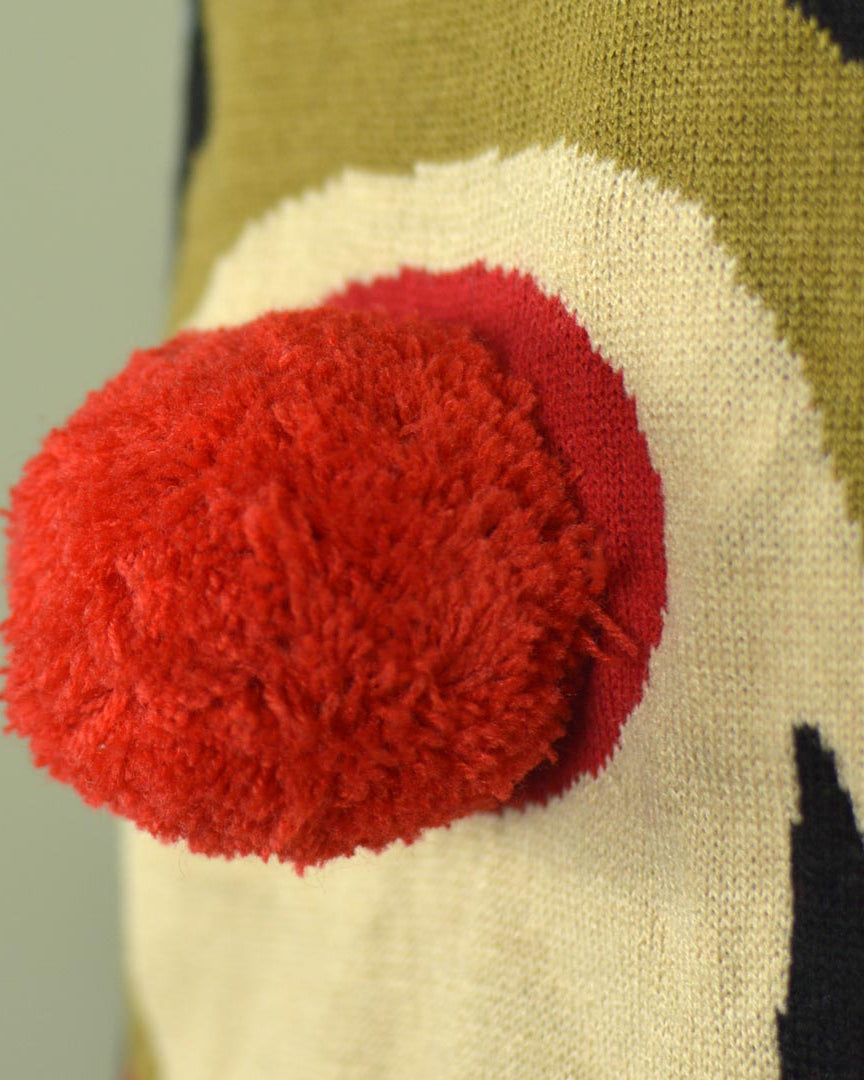 Blue 3D Couple's Christmas Jumper Reindeer with Red Nosed detail