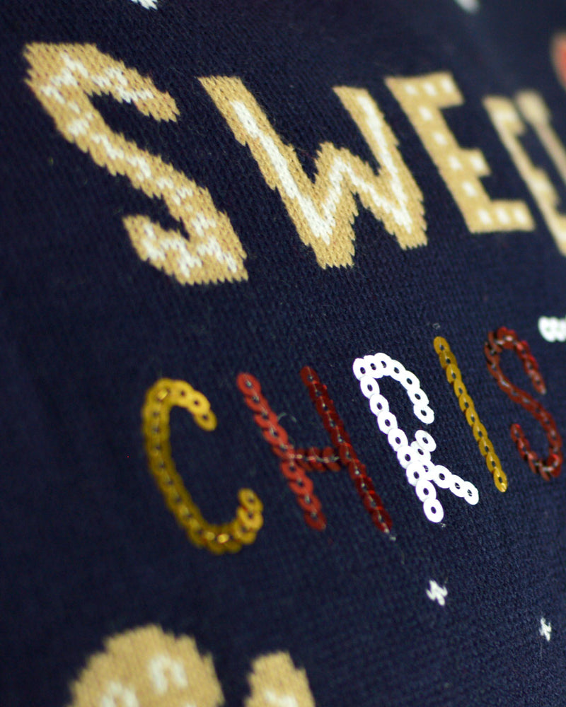 detail Blue LED light-up Men's Christmas jumper Ginger Cookie