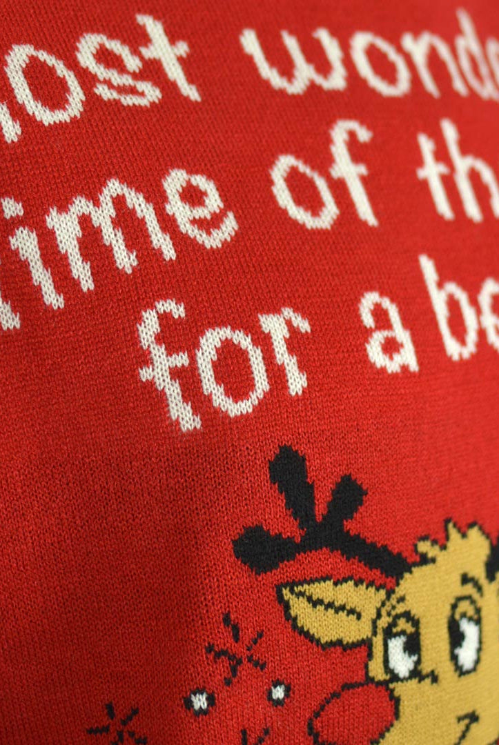 detail Couple's Christmas Jumper with Reindeer + Beer Opener