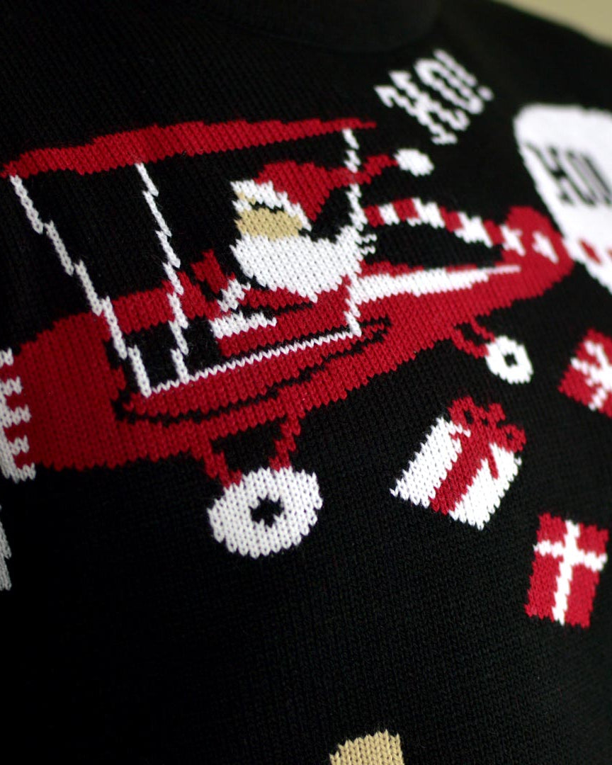 detail Couple's Christmas Jumper with Reindeer looking for a Job