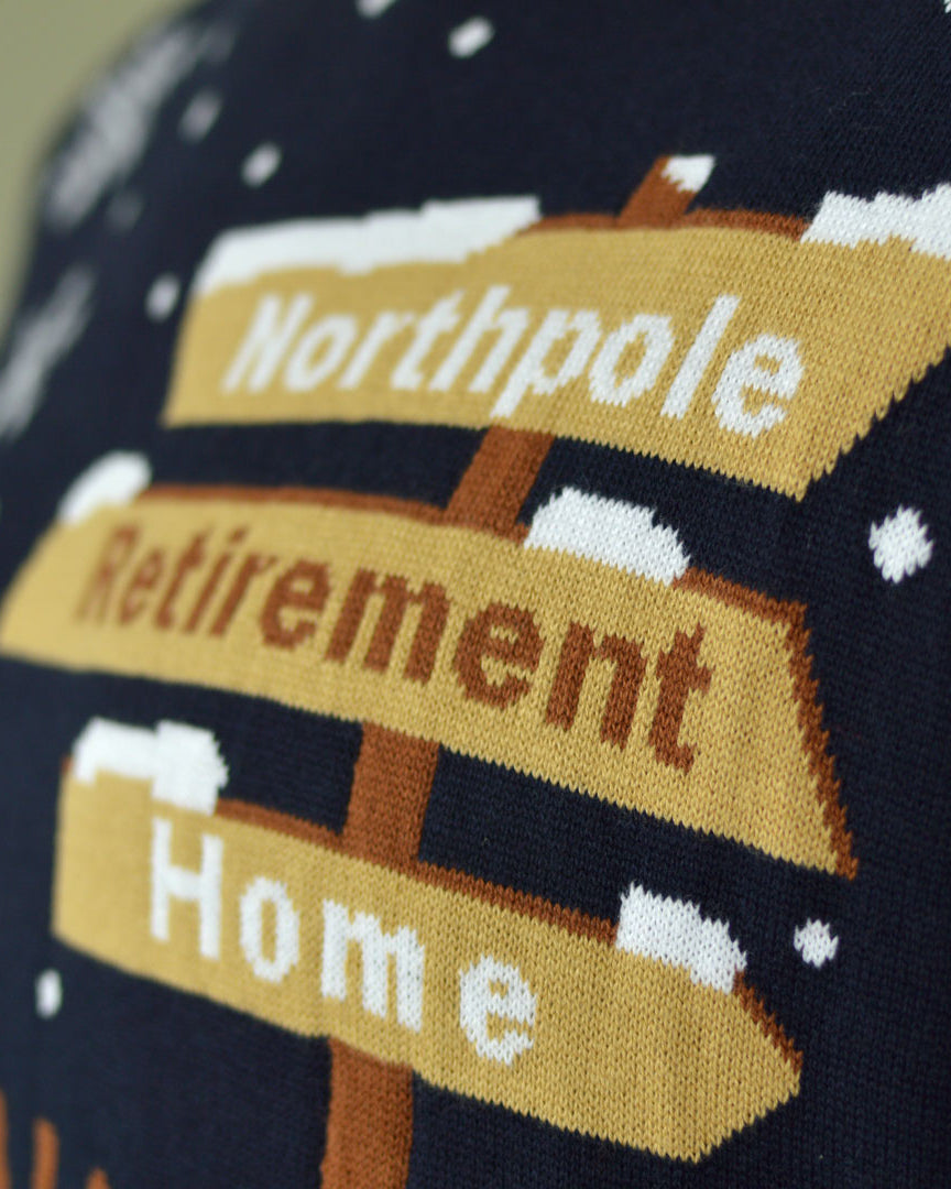 Couple's Christmas Jumper Santa with a Walker on the way to Retirement detail