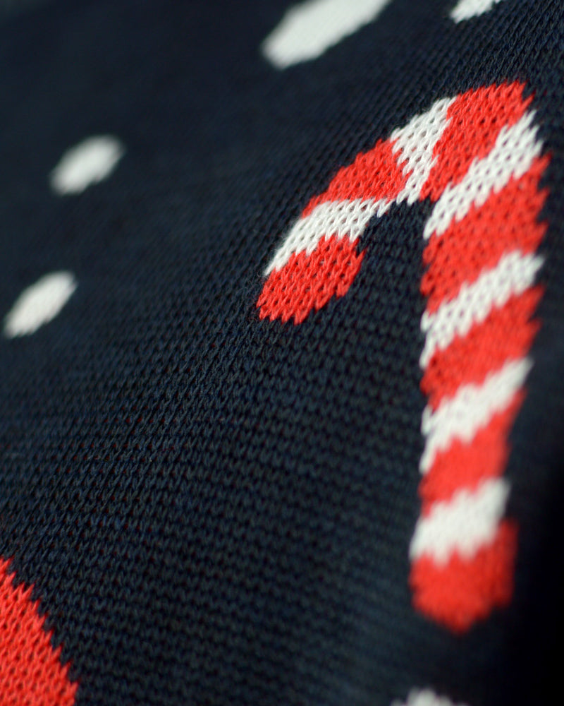 Gingerbread Family Blue Christmas Jumper Detail