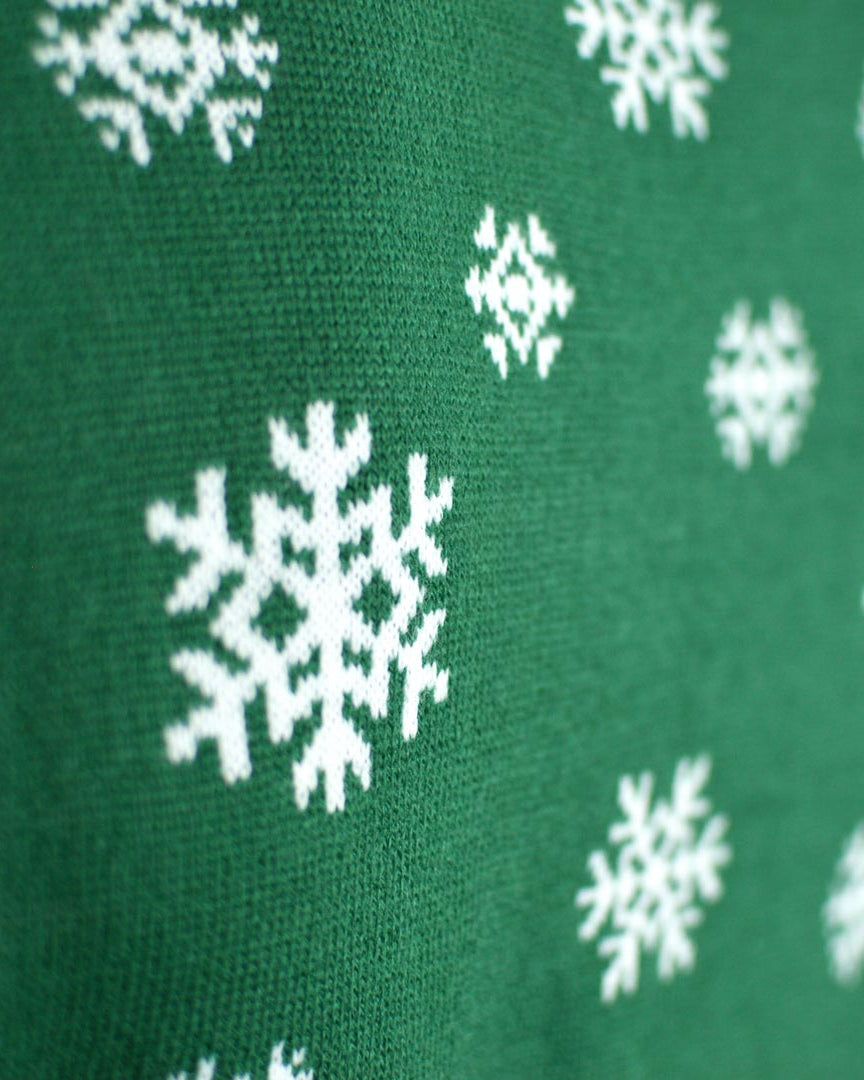 detail Green Couple's Christmas Jumper Holly Jolly with Sequins